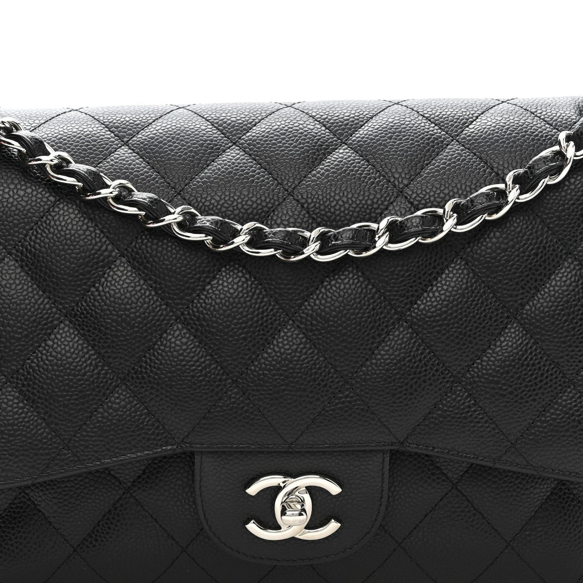 Caviar Quilted Jumbo Double Flap Black wholesalehk.shop