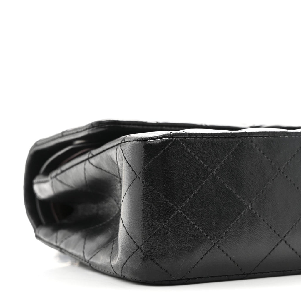 Lambskin Quilted Medium Double Flap Black wholesalehk.shop
