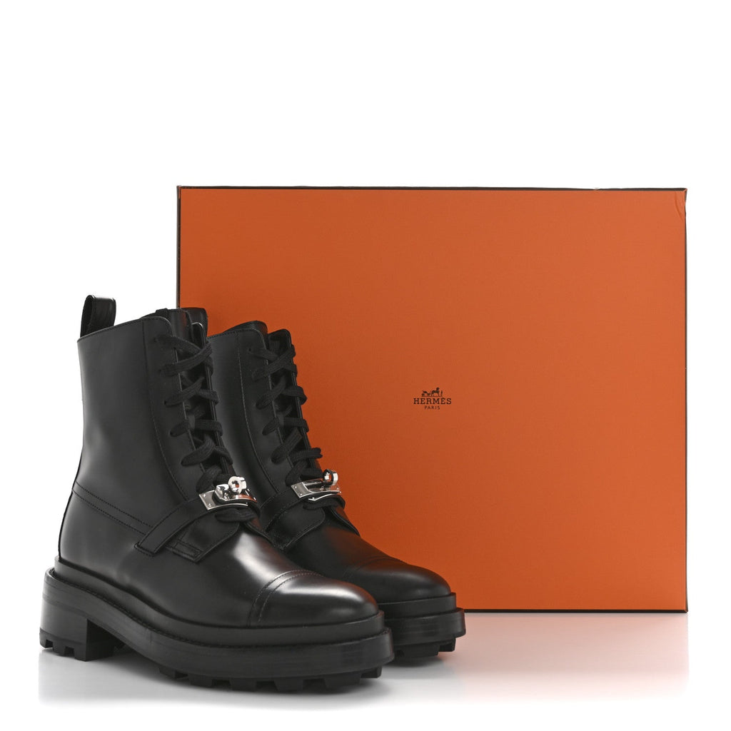 Glossed Calfskin Funk Ankle Boots 36 Black wholesalehk.shop
