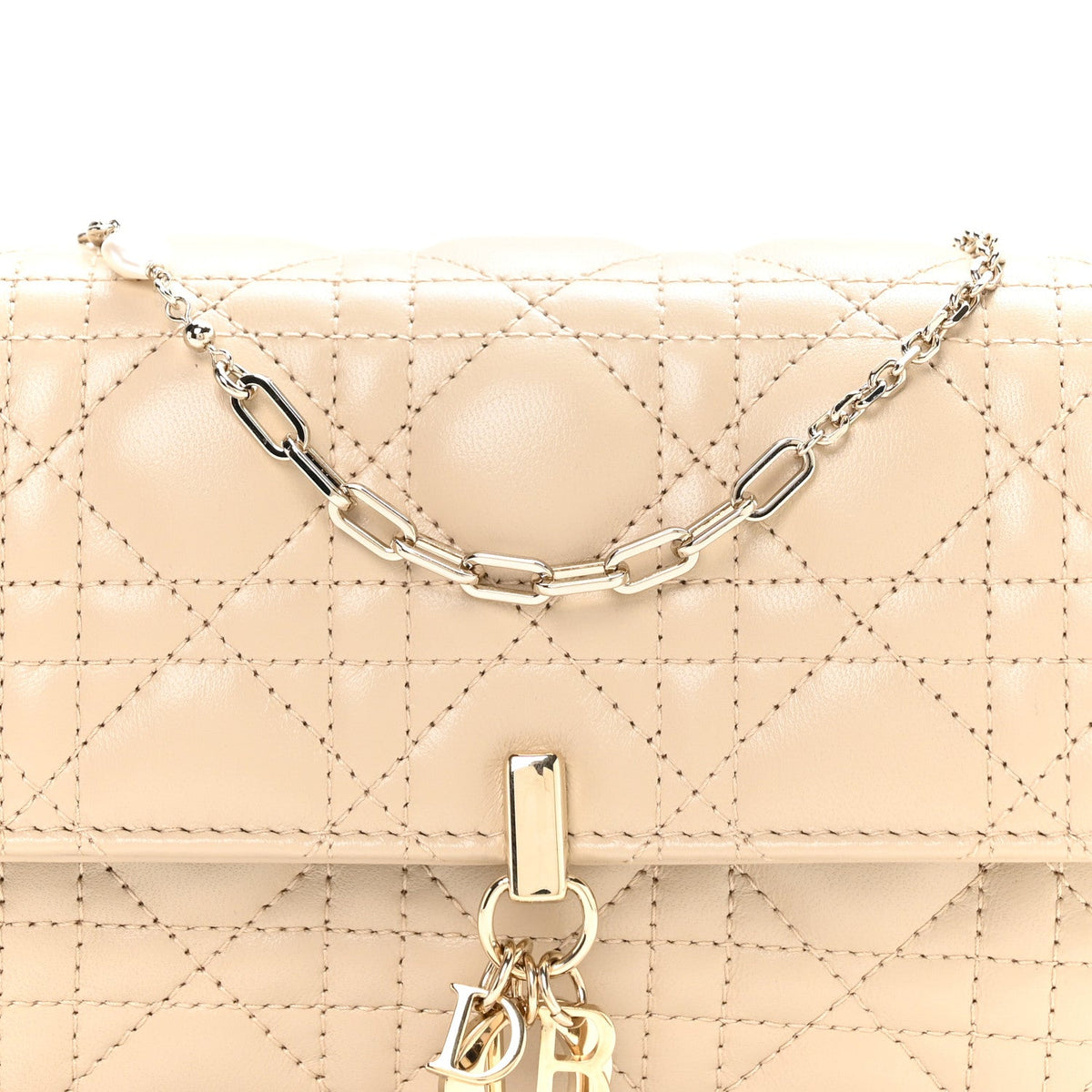 Lambskin Cannage Chain My Dior Daily Chain Pouch Powder Beige wholesalehk.shop