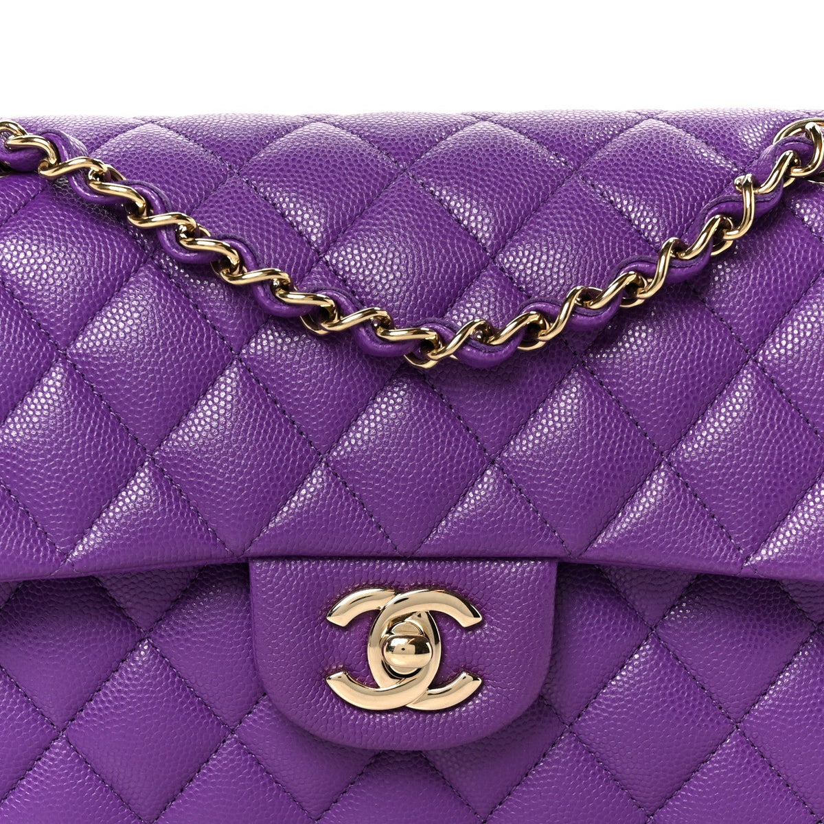 Caviar Quilted Small Double Flap Purple wholesalehk.shop