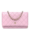 Caviar Quilted Wallet on Chain WOC Light Pink wholesalehk.shop