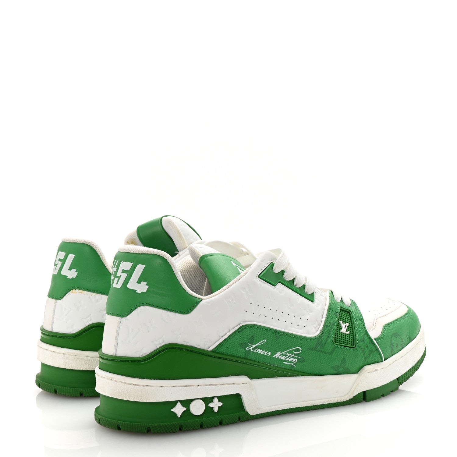 Calfskin Monogram Mens LV Trainer Sneakers 8 Green £¨ Direct shipment via from wholesalehk.shop