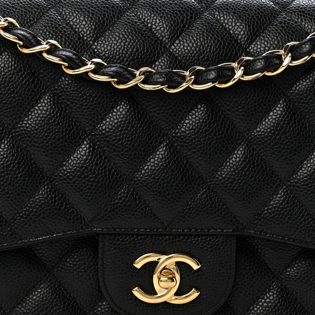 Caviar Quilted Jumbo Double Flap Black wholesalehk.shop