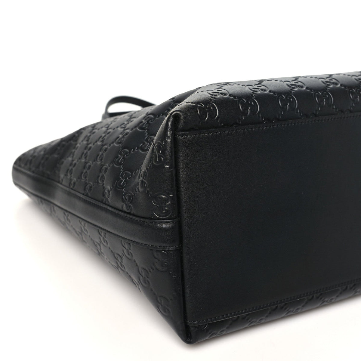 GG Calfskin Embossed Emblem Large Tote Bag Black wholesalehk.shop