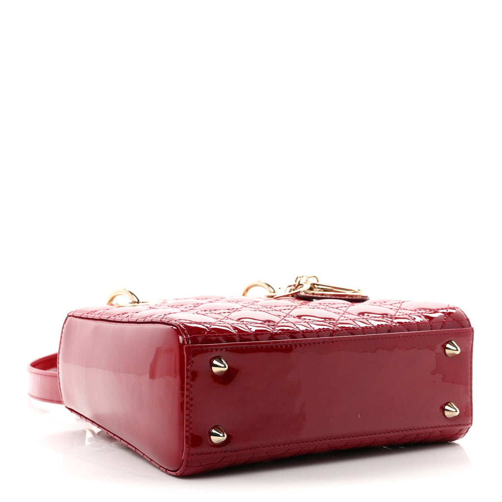 Patent Cannage Small Lady Dior Cherry Red wholesalehk.shop