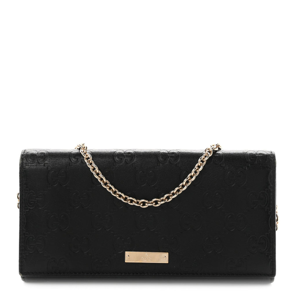 Guccissima Margaux Calfskin Metal Bar Chain Wallet Black £¨ Direct shipment via from wholesalehk.shop