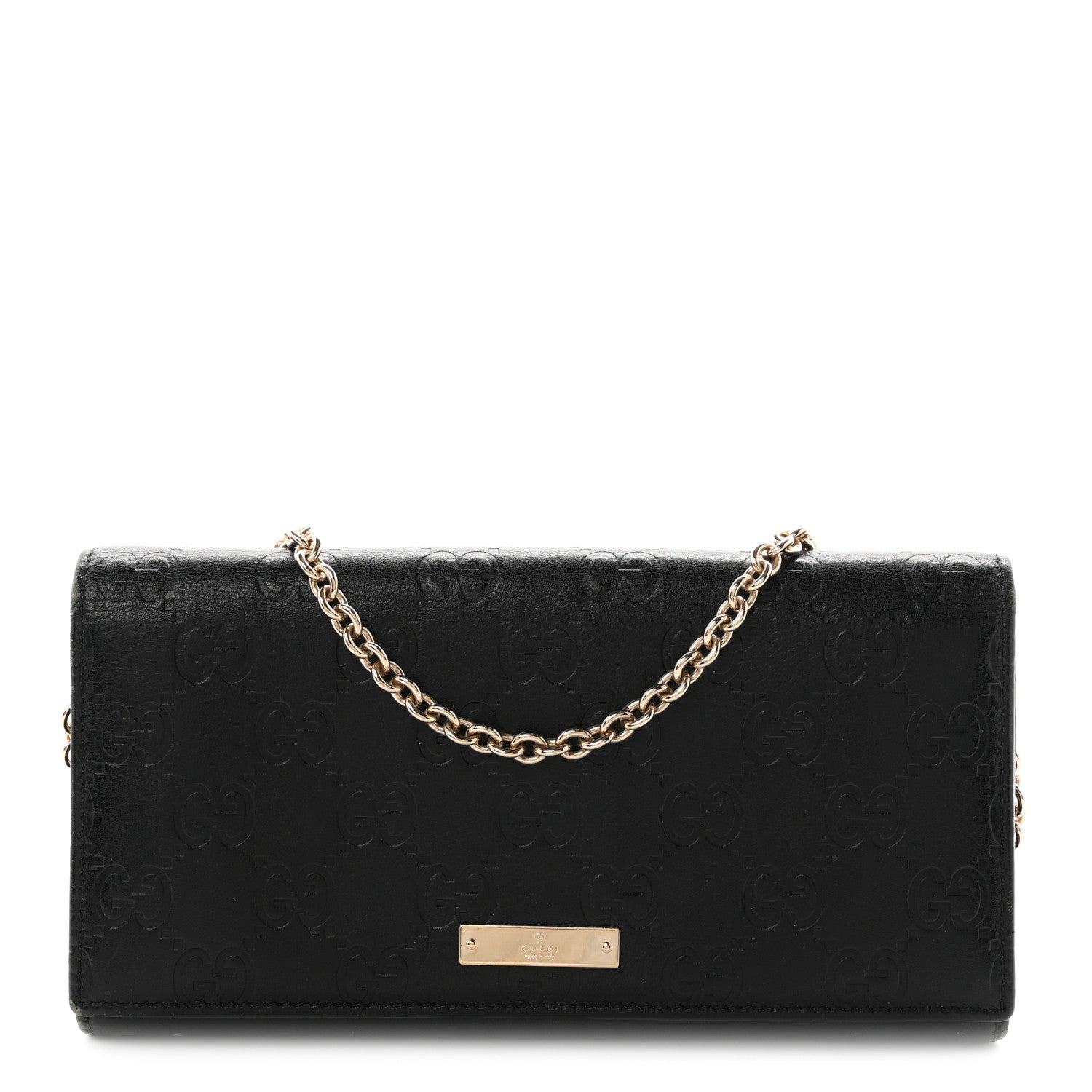 Guccissima Margaux Calfskin Metal Bar Chain Wallet Black £¨ Direct shipment via from wholesalehk.shop