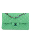 Lambskin Quilted Small Double Flap Green Blue wholesalehk.shop