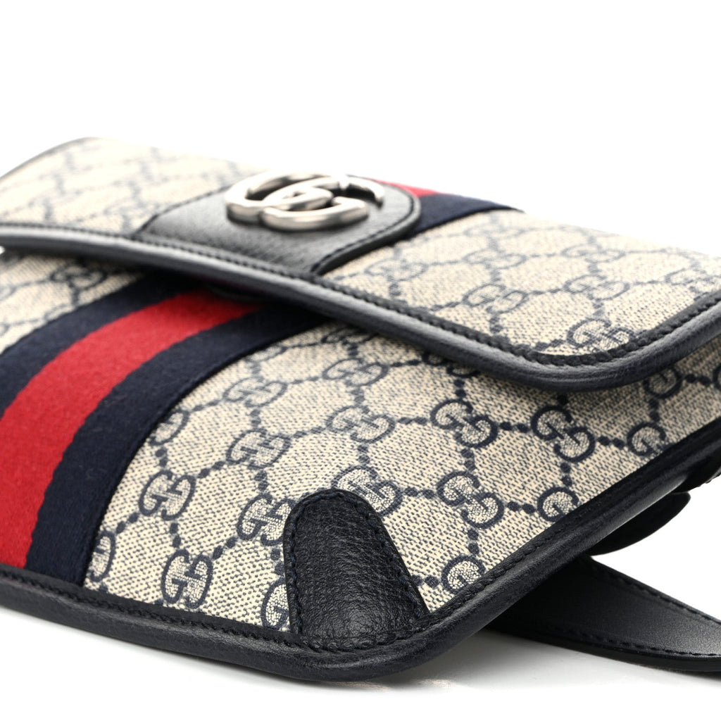GG Supreme Monogram Web Small Ophidia Belt Bag 90 36 Beige Navy wholesalehk.shop