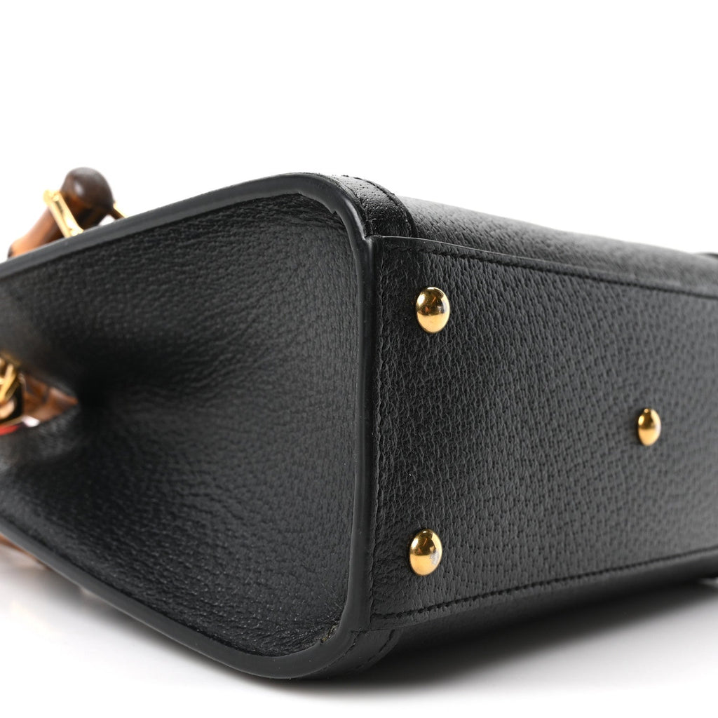 Textured Dollar Calfskin Web Mini Diana Tote Bag Black Dusty Grey wholesalehk.shop
