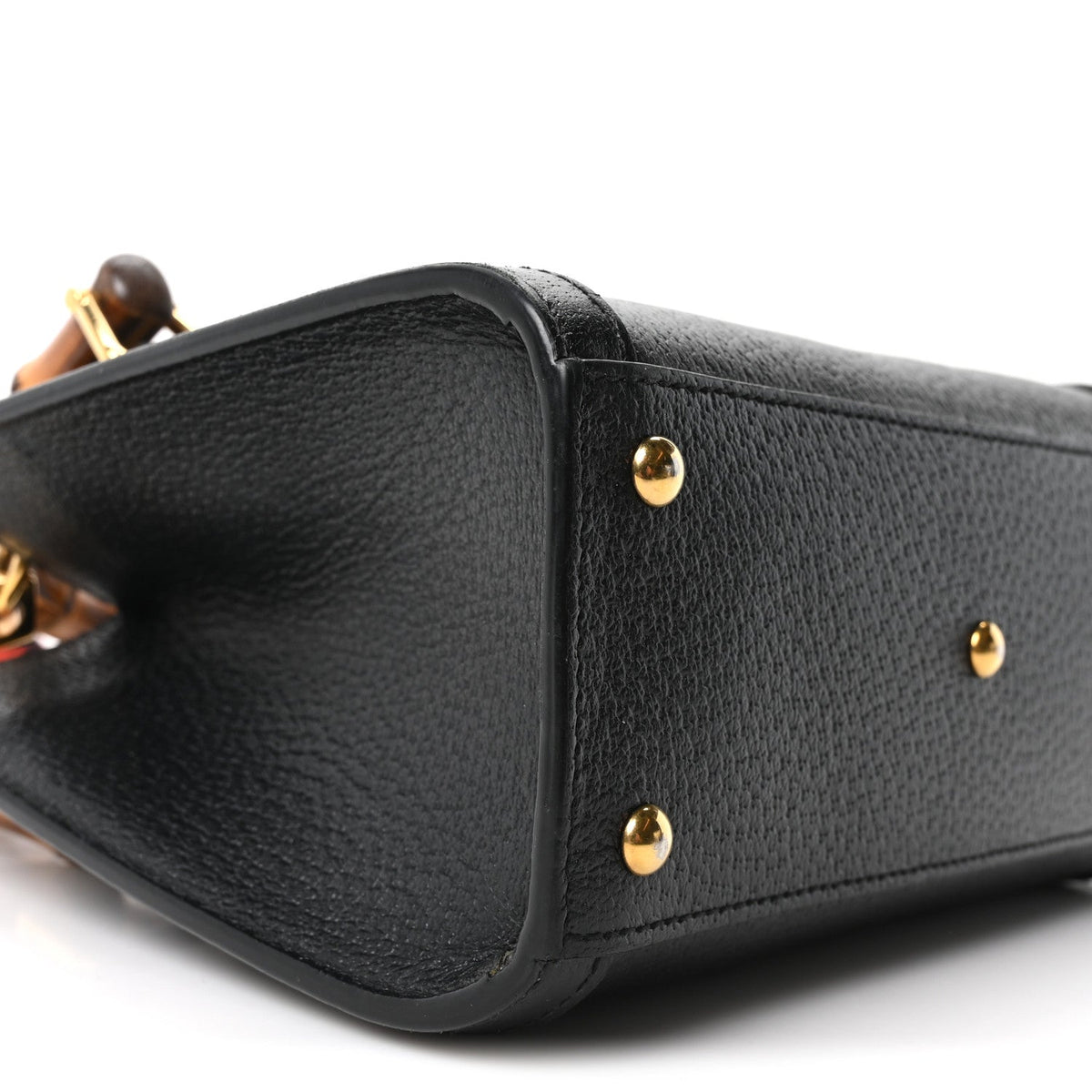 Textured Dollar Calfskin Web Mini Diana Tote Bag Black Dusty Grey wholesalehk.shop