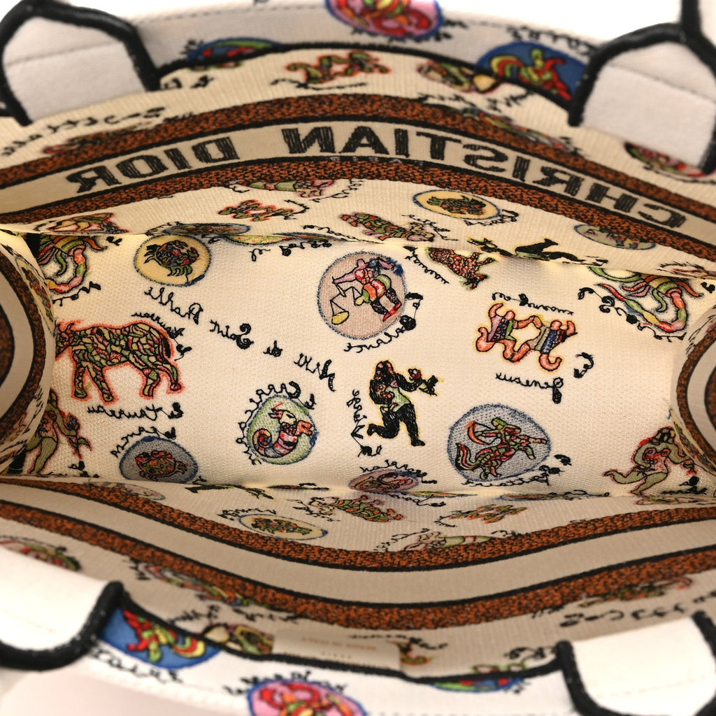Canvas Embroidered Dragon Zodiac Medium Book Tote White Multicolor £¨ Direct shipment via from wholesalehk.shop