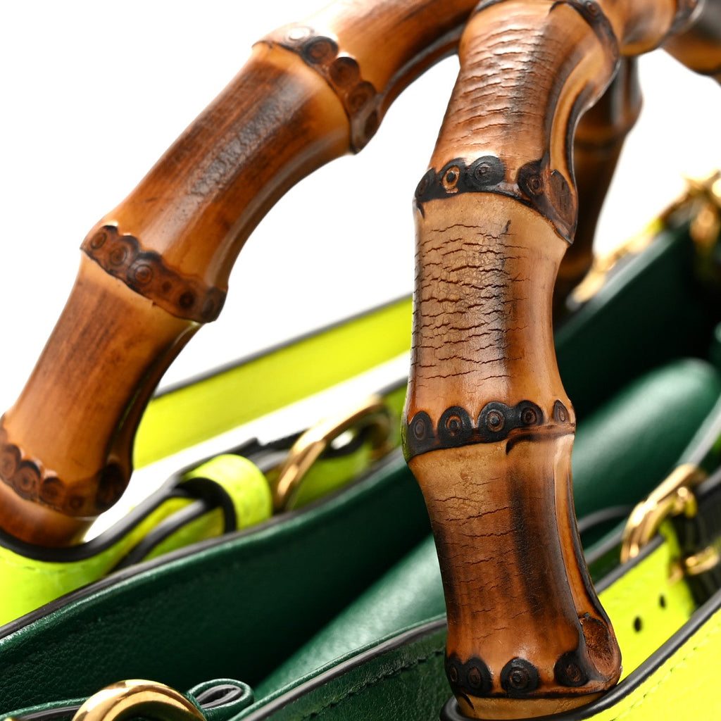 Wonka Grain Calfskin Small Diana Tote Bag Green Yellow Fluo wholesalehk.shop