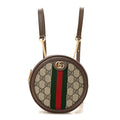 GG Supreme Monogram Web Mini Ophidia Round Backpack Brown wholesalehk.shop