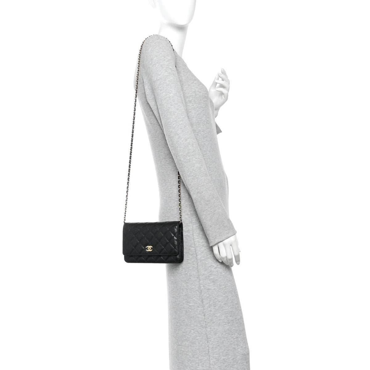 Caviar Quilted CC Turnlock Wallet On Chain WOC Black wholesalehk.shop