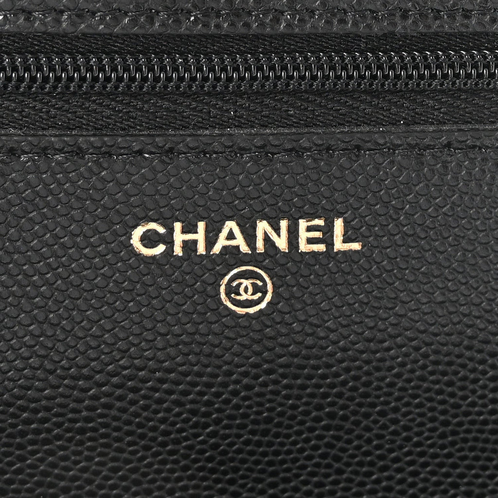 Caviar Quilted Medallion Wallet on Chain WOC Black wholesalehk.shop