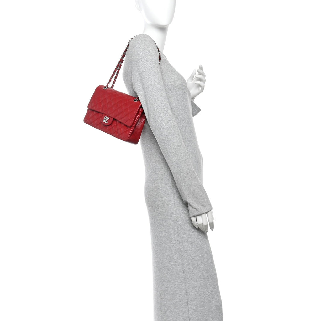 Caviar Quilted Medium Double Flap Red wholesalehk.shop