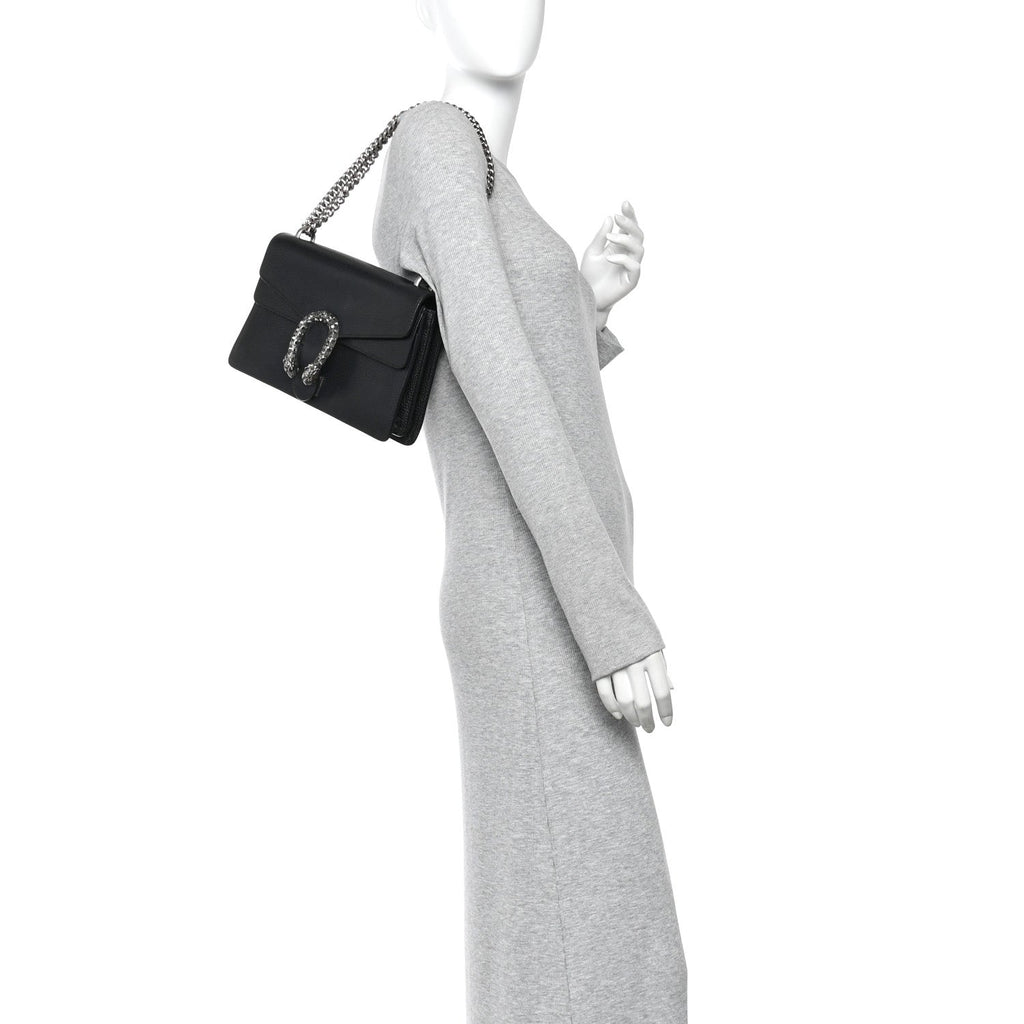 Pebbled Calfskin Small Dionysus Shoulder Bag Black wholesalehk.shop