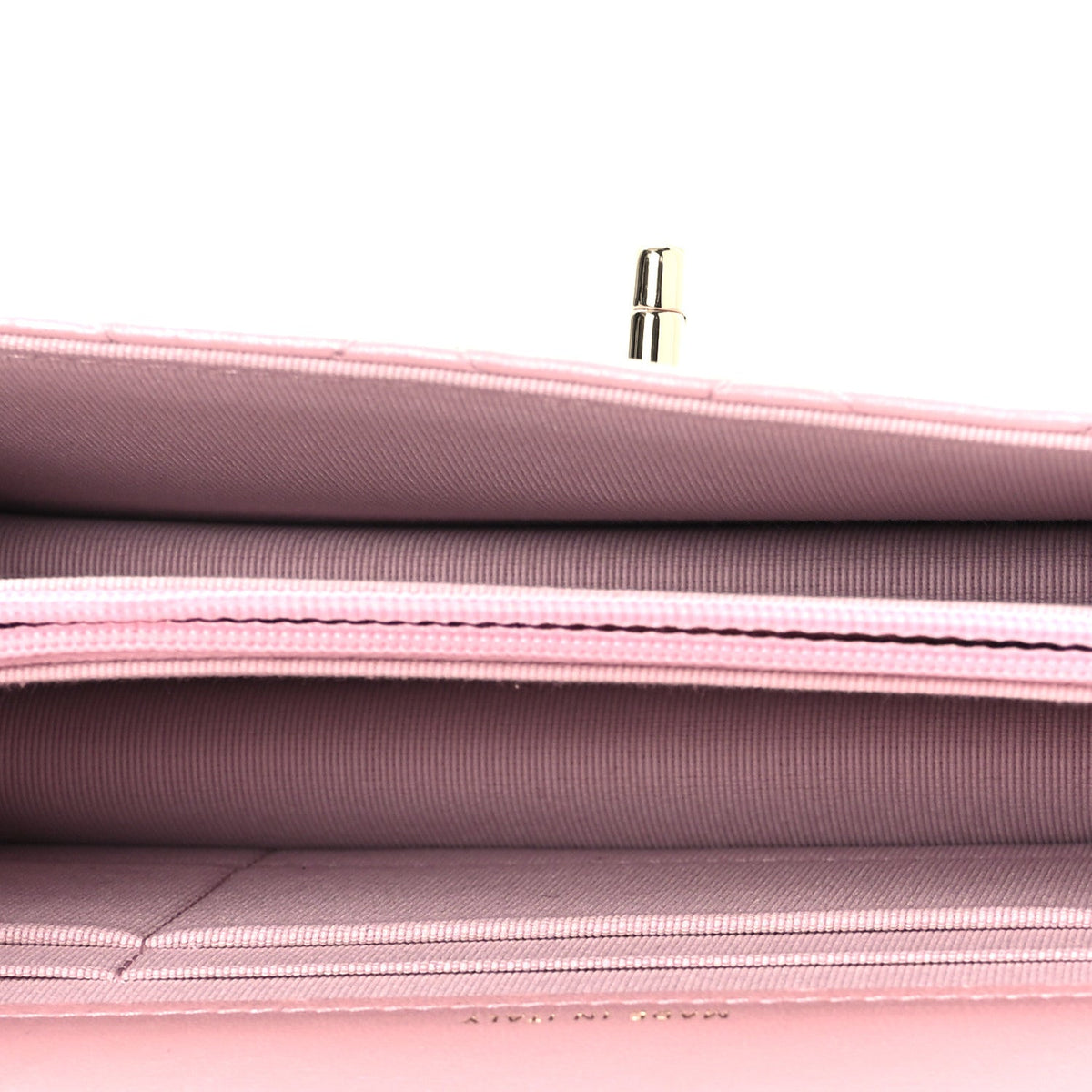 Pearly Lambskin Quilted Charms Wallet On Chain WOC Light Pink wholesalehk.shop