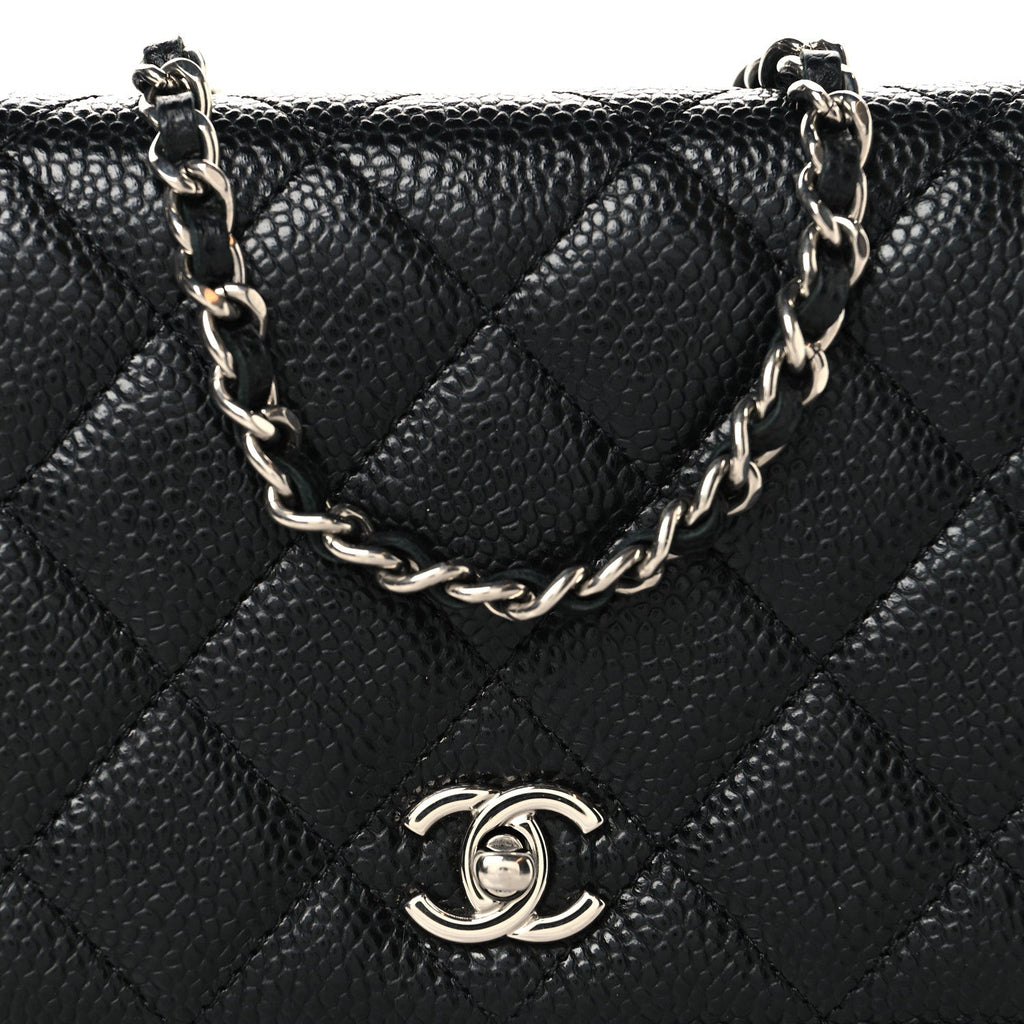Caviar Quilted CC Turnlock Wallet On Chain WOC Black wholesalehk.shop