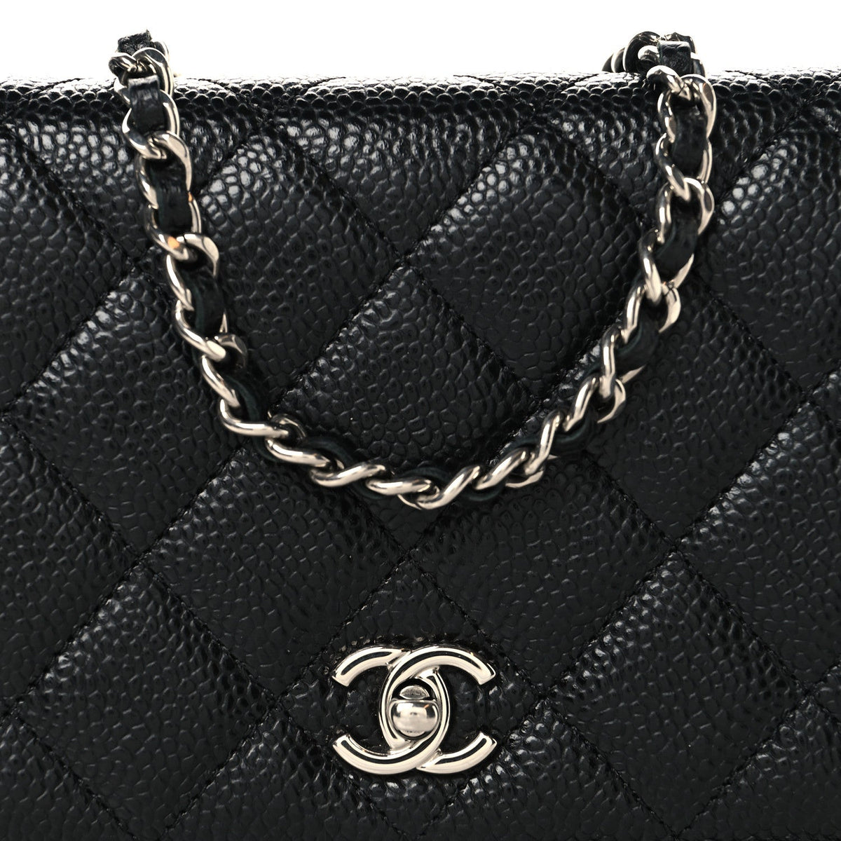 Caviar Quilted CC Turnlock Wallet On Chain WOC Black wholesalehk.shop