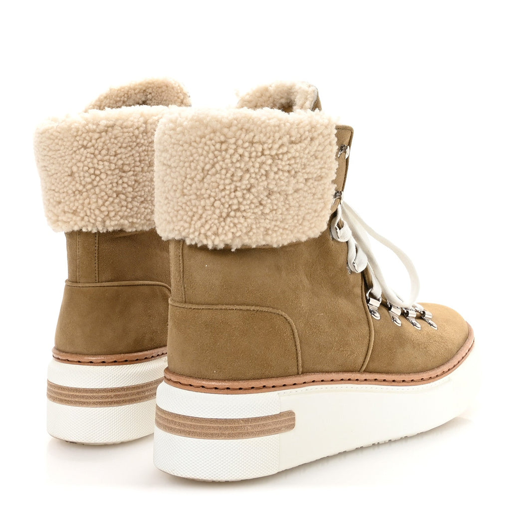 Chevre Velours Woolskin Womens Flocon Ankle Boots 39.5 Beige Gobi Ecru wholesalehk.shop