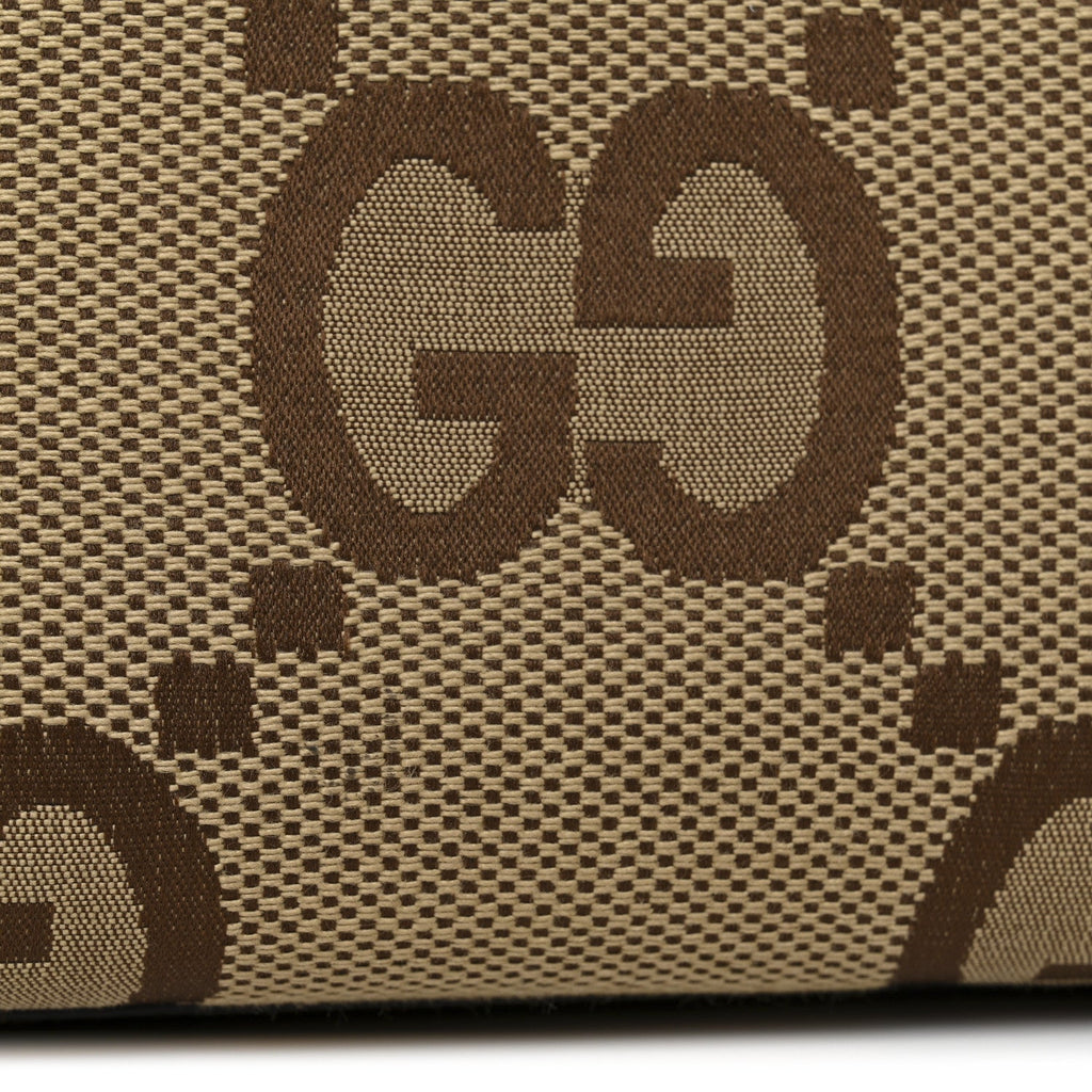 Monogram Jumbo GG Textured Dollar Calfskin Web Small Tote Bag Camel Ebony New Acero wholesalehk.shop