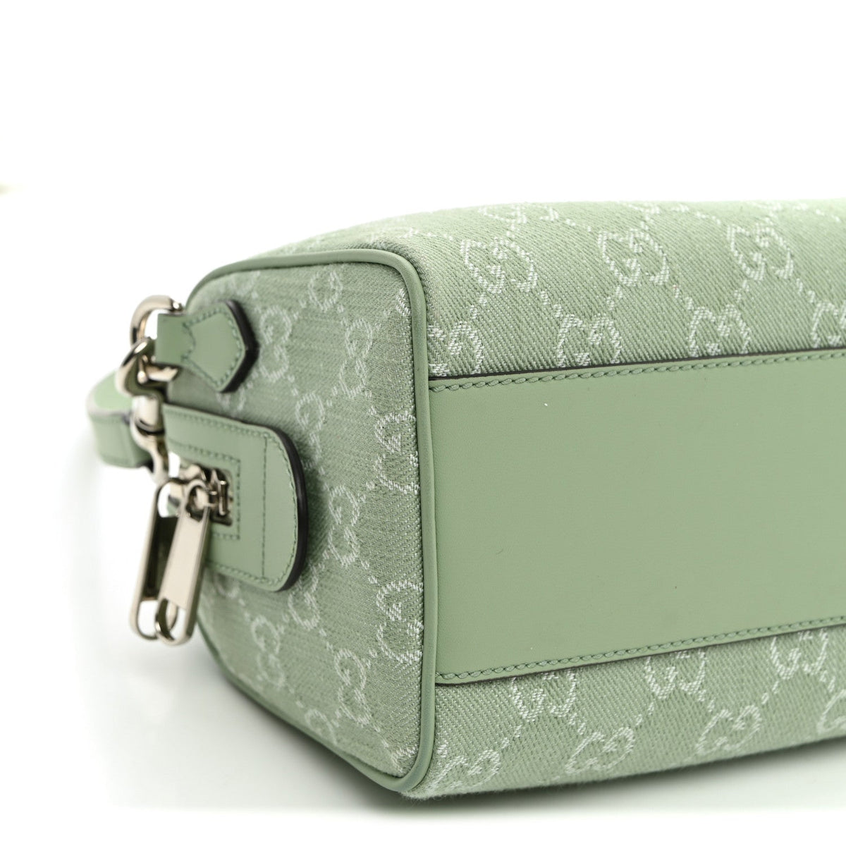 Denim GG Monogram Calfskin Mini Ophidia Top Handle Bag Pale Green wholesalehk.shop