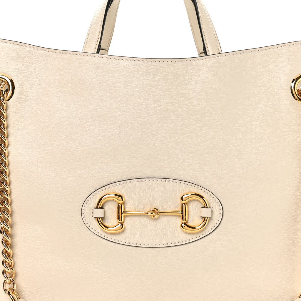 New Sakai Calfskin Lux Large Horsebit 1955 Tote Bag Mystic White wholesalehk.shop