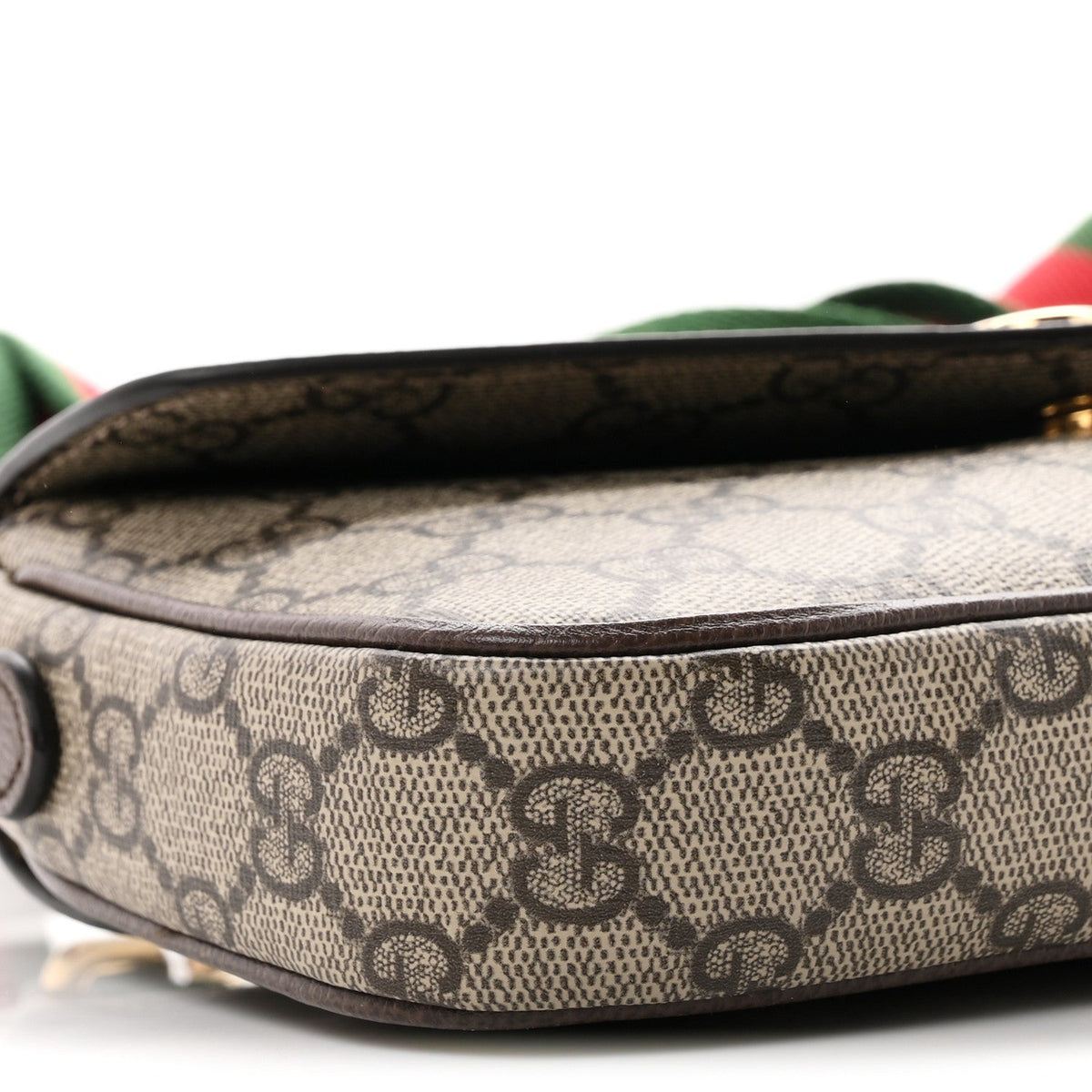 GG Supreme Monogram Textured Dollar Calfskin Web Mini Ophidia Envelope Shoulder Bag Beige Ebony wholesalehk.shop
