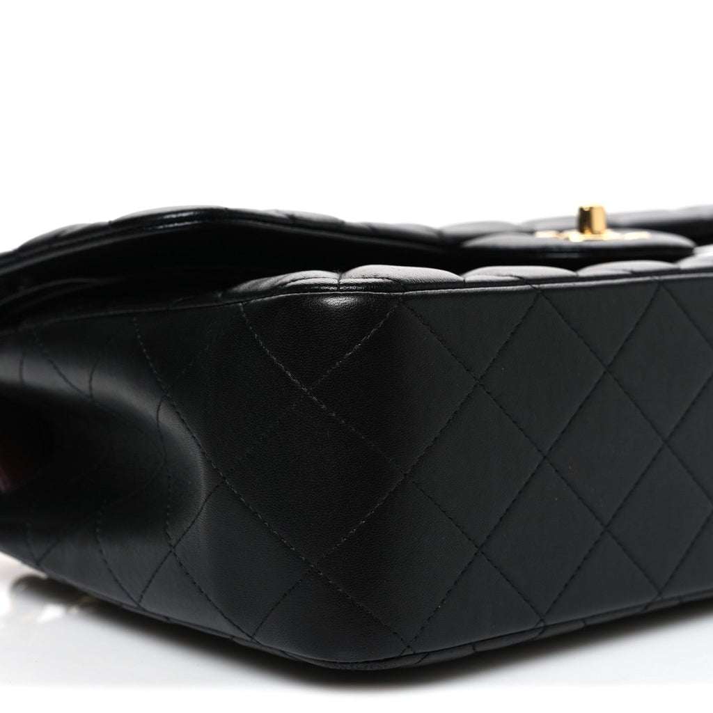 Lambskin Quilted Jumbo Double Flap Black wholesalehk.shop