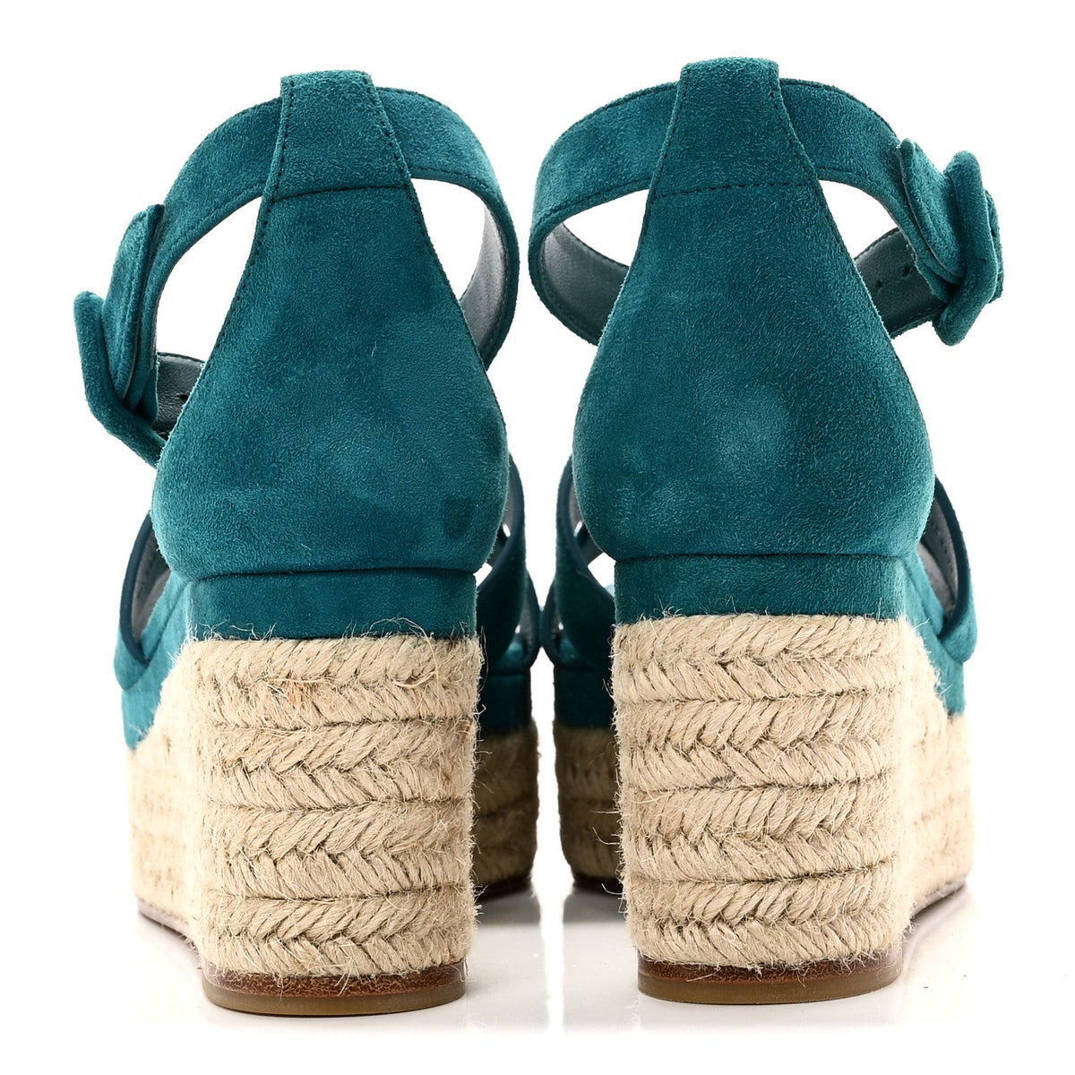 Suede Goatskin Elda Espadrille Wedge Sandals 38 Vert Oxford wholesalehk.shop