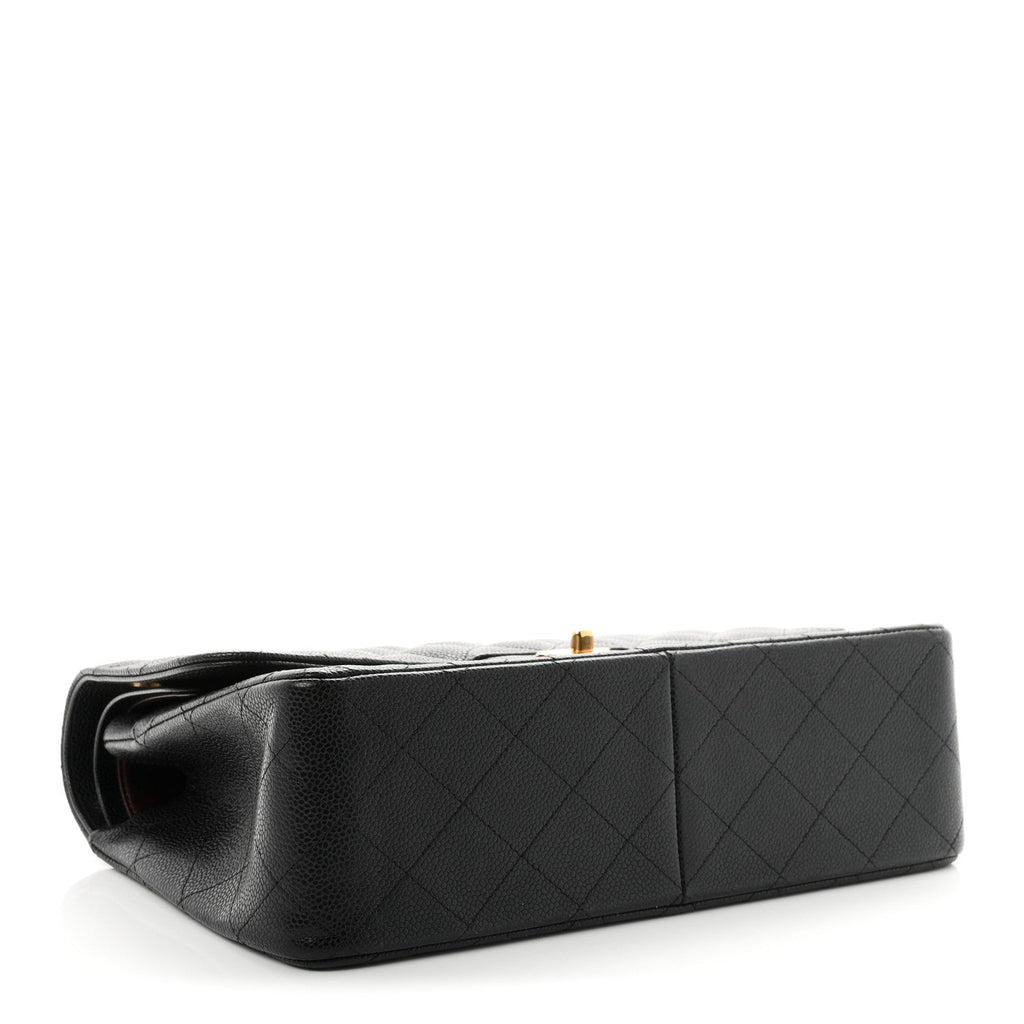 Caviar Quilted Jumbo Double Flap Black wholesalehk.shop