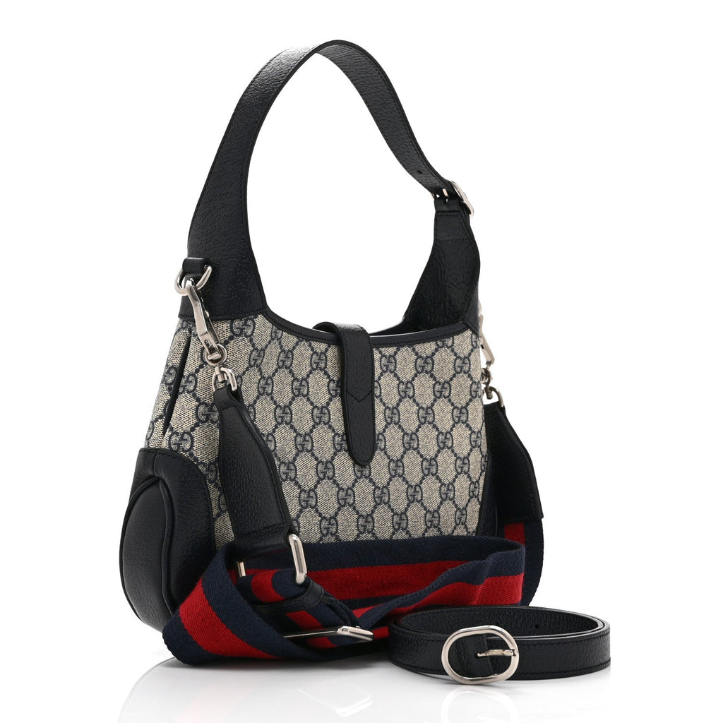 GG Supreme Monogram Textured Dollar Calfskin Web Small Jackie 1961 Hobo Beige Blue £¨ Direct shipment via from wholesalehk.shop