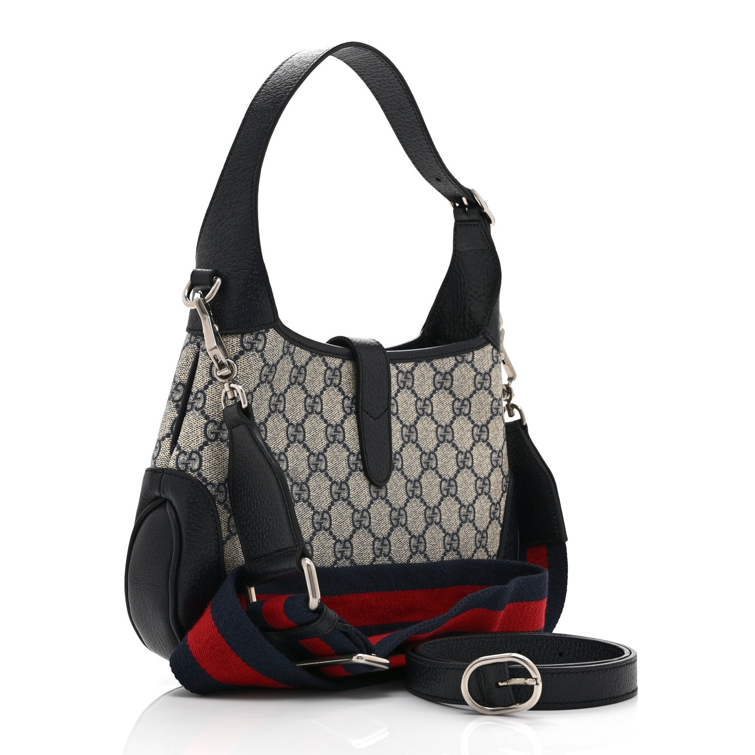 GG Supreme Monogram Textured Dollar Calfskin Web Small Jackie 1961 Hobo Beige Blue £¨ Direct shipment via from wholesalehk.shop