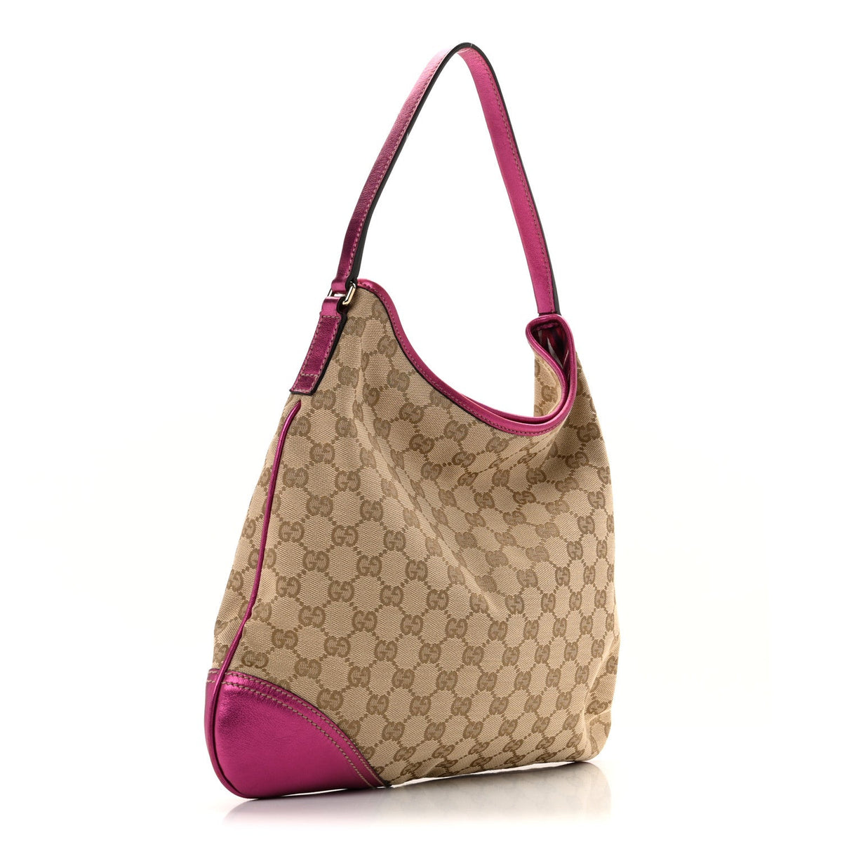 Metallic Calfskin Monogram Medium New Britt Hobo  Pink wholesalehk.shop