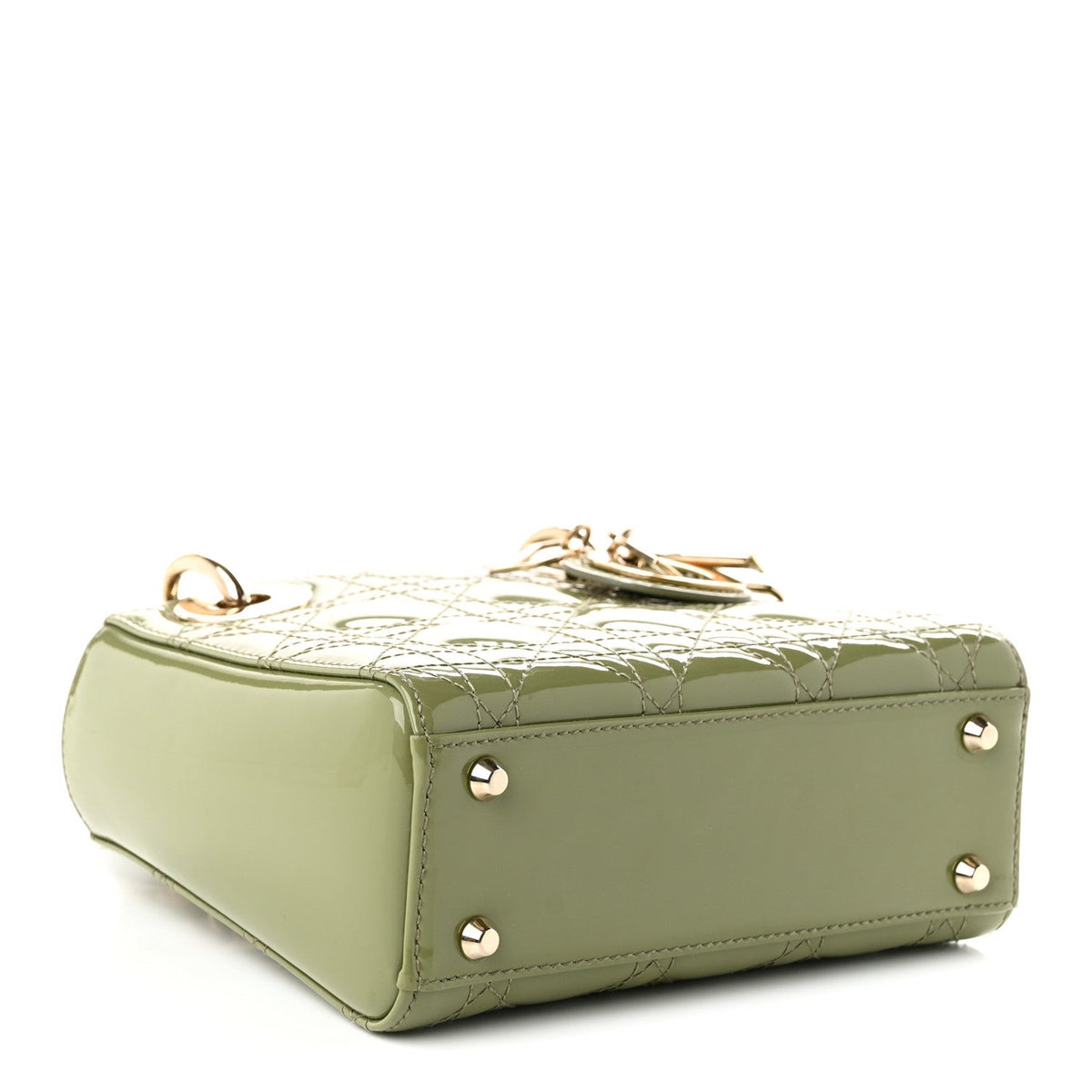 Patent Cannage Mini Lady Dior Dusty Green wholesalehk.shop