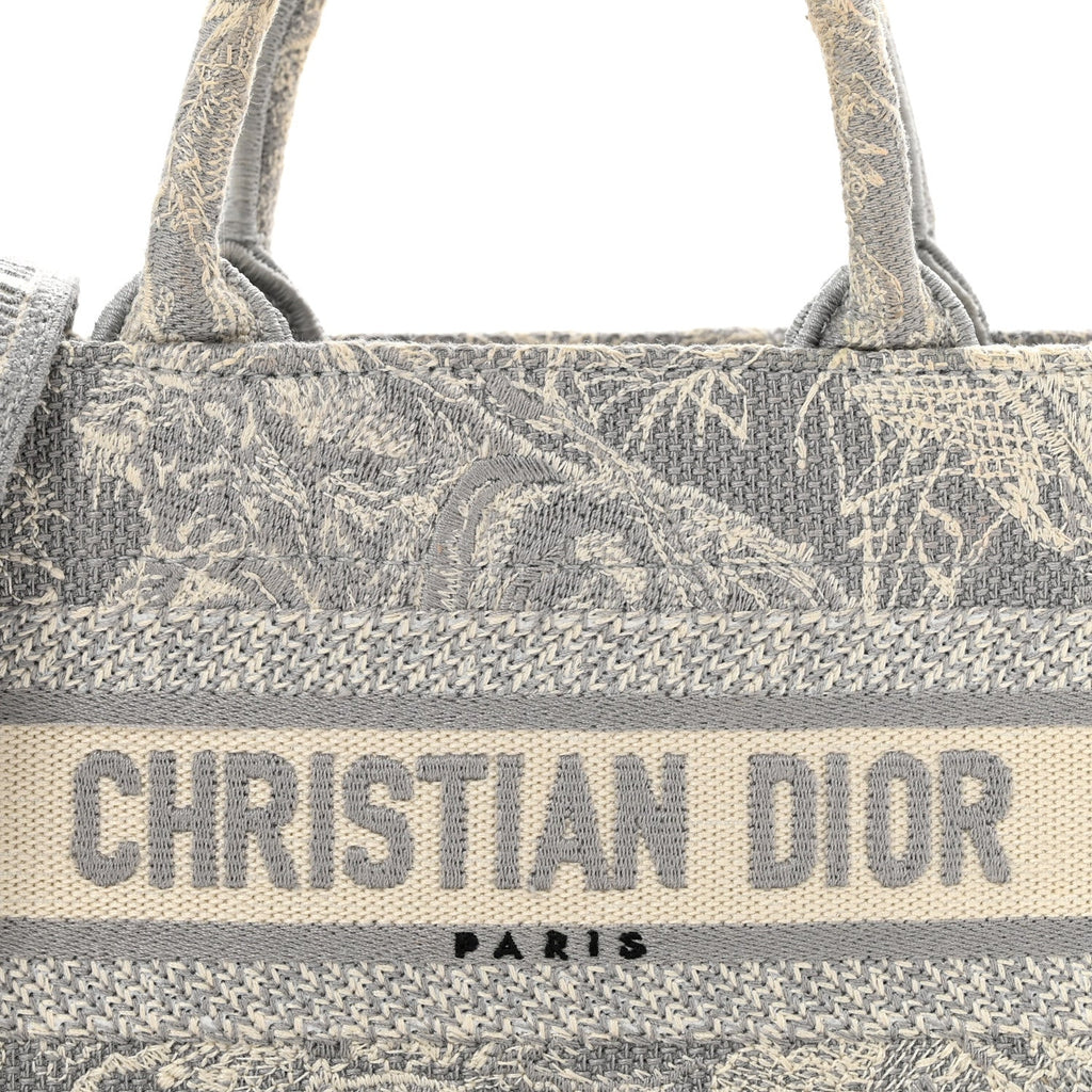 Canvas Embroidered Toile De Jouy Reverse Mini Book Tote With Strap Grey £¨ Direct shipment via from wholesalehk.shop
