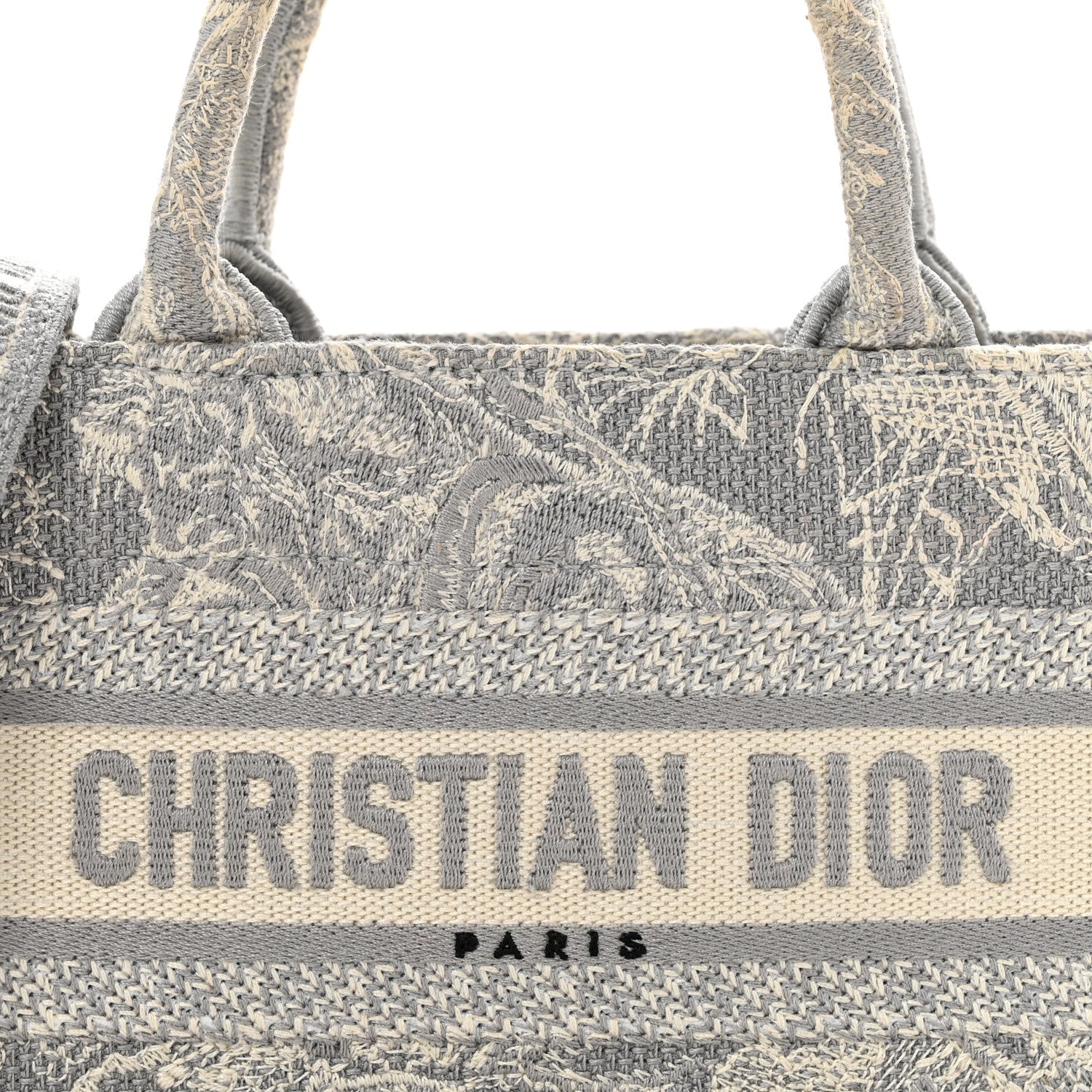 Canvas Embroidered Toile De Jouy Reverse Mini Book Tote With Strap Grey £¨ Direct shipment via from wholesalehk.shop