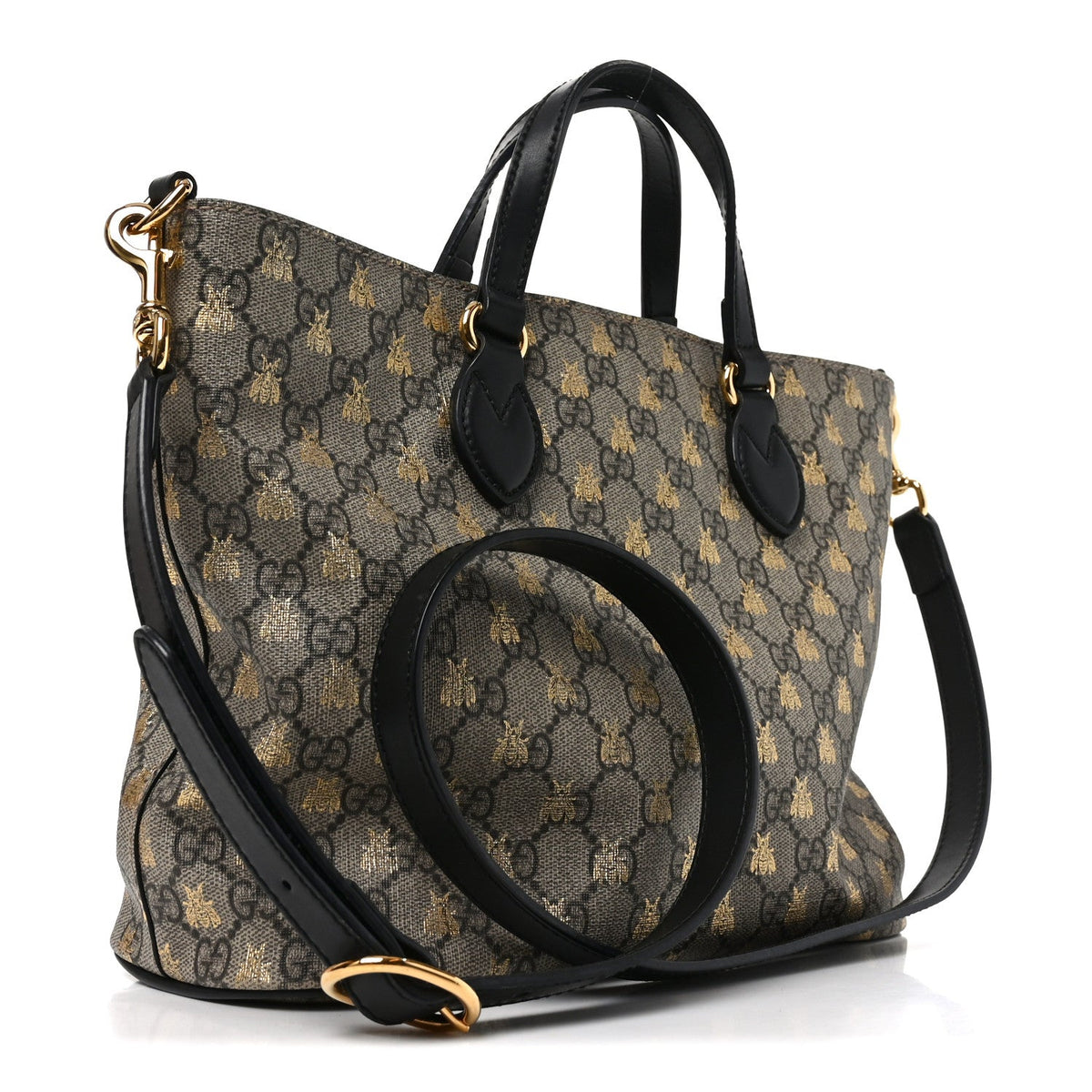 Soft GG Supreme Monogram Bees Small Crossbody Tote Beige Oro Black wholesalehk.shop