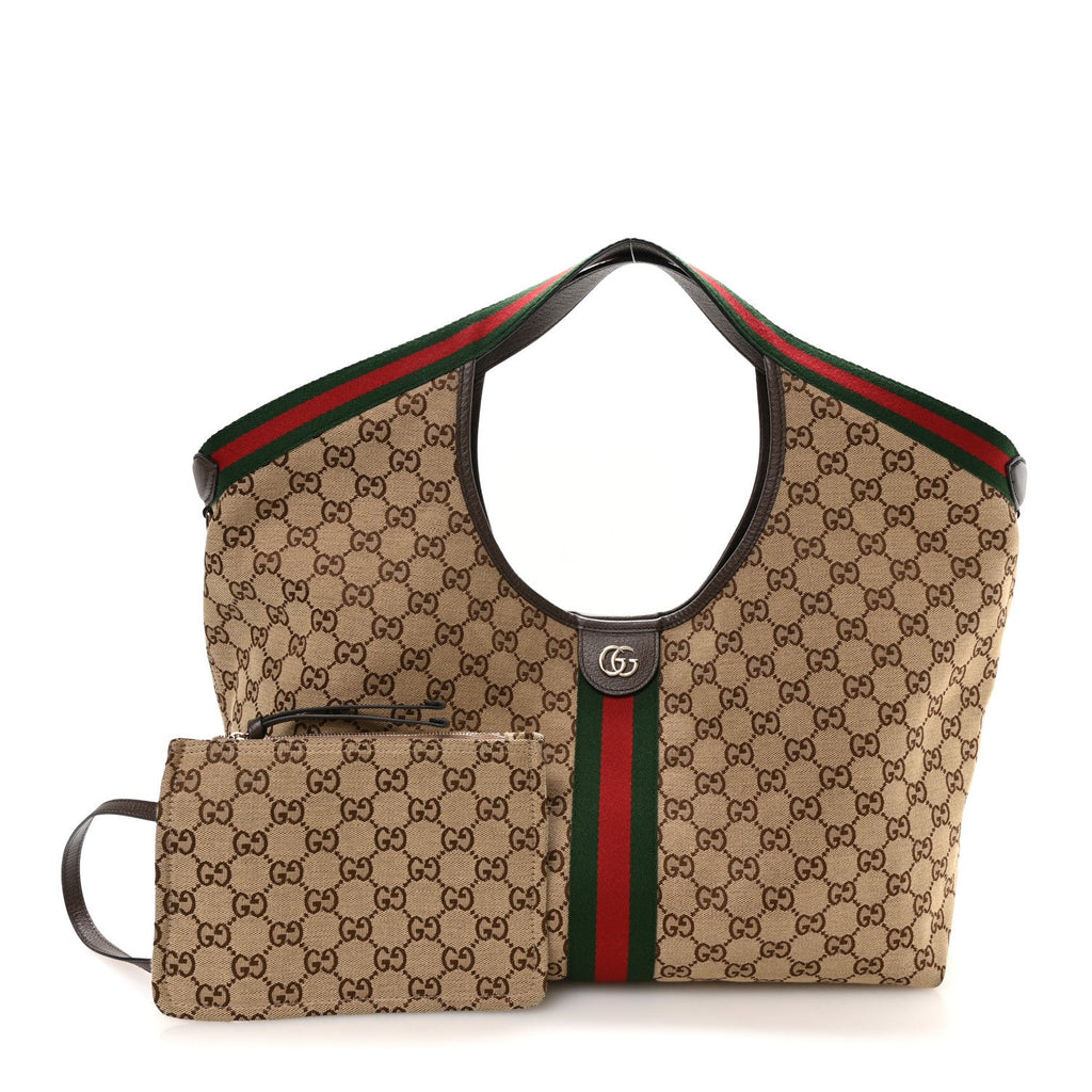 GG Monogram Web Large Giglio Tote Beige Brown wholesalehk.shop