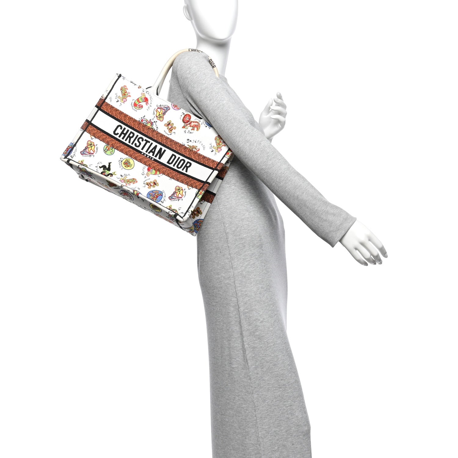 Canvas Embroidered Dragon Zodiac Medium Book Tote White Multicolor £¨ Direct shipment via from wholesalehk.shop