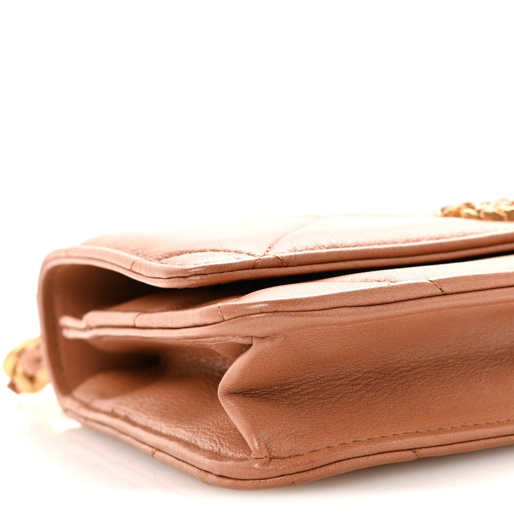 Lambskin Quilted Chanel 19 Wallet On Chain WOC Brown wholesalehk.shop