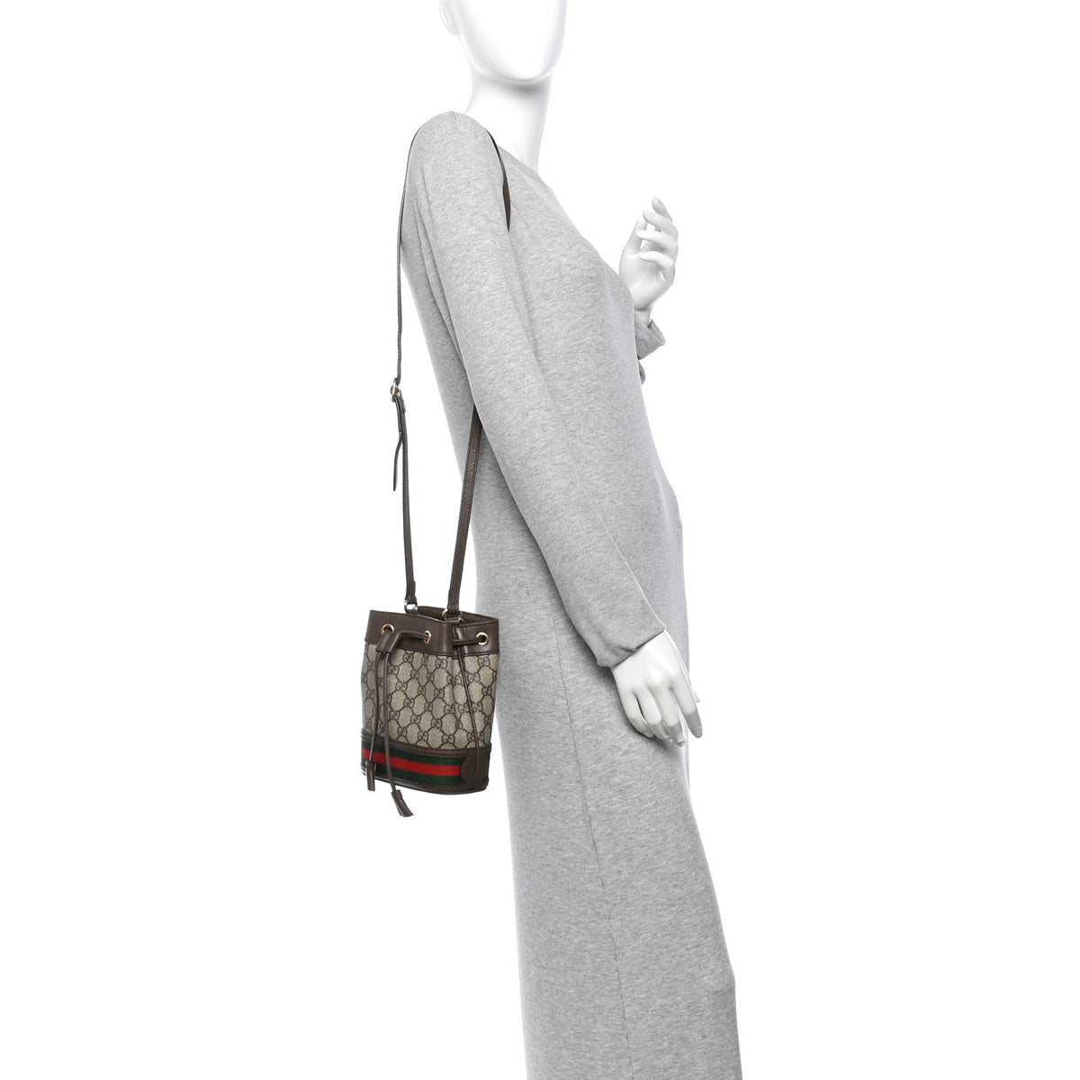 GG Supreme Monogram Web Mini Ophidia Bucket Bag Brown wholesalehk.shop