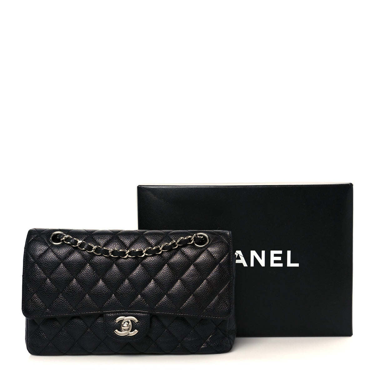 Caviar Quilted Medium Double Flap Black wholesalehk.shop