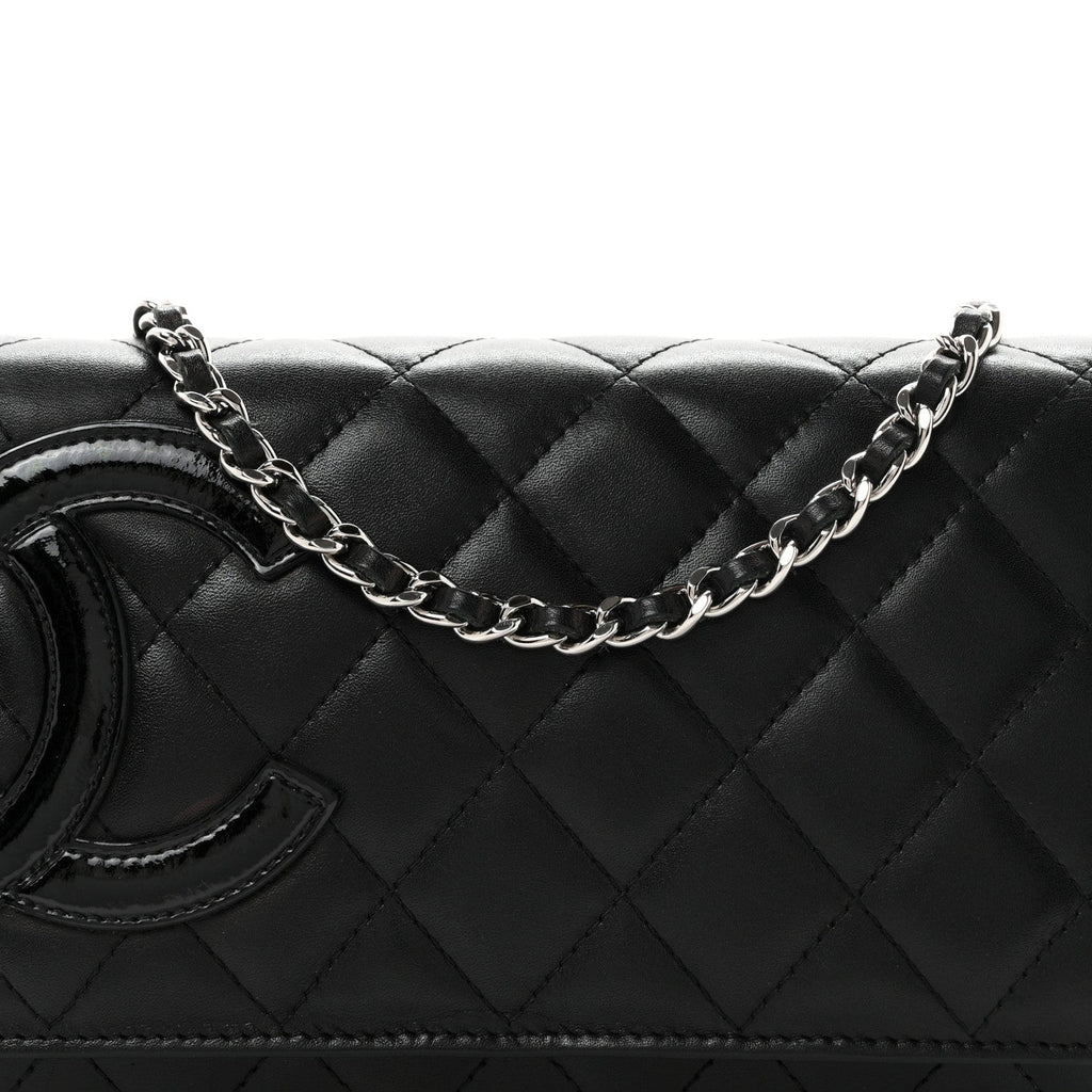 Calfskin Quilted Cambon Wallet on Chain WOC Black wholesalehk.shop