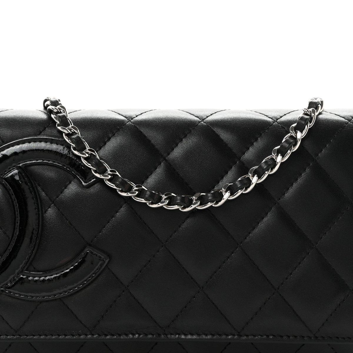 Calfskin Quilted Cambon Wallet on Chain WOC Black wholesalehk.shop
