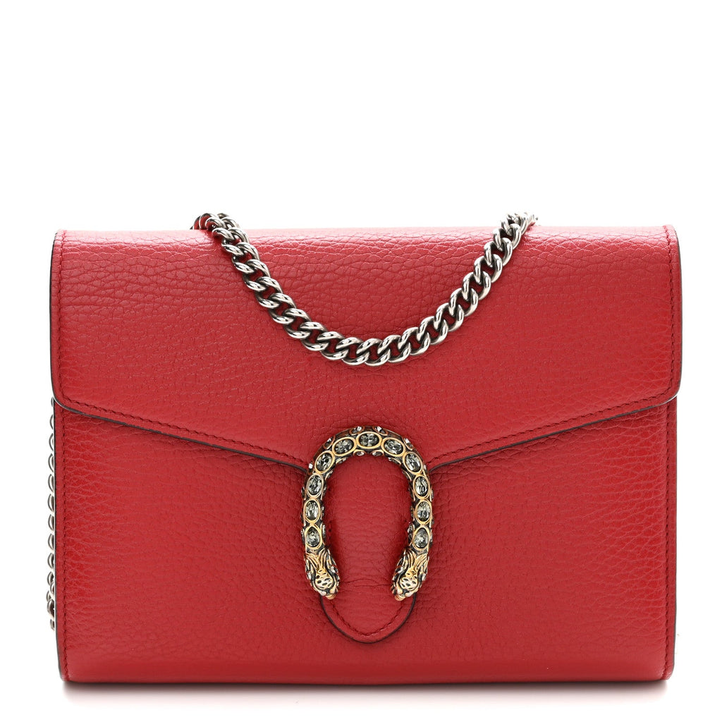Calfskin Mini Dionysus Chain Wallet Hibiscus Red wholesalehk.shop