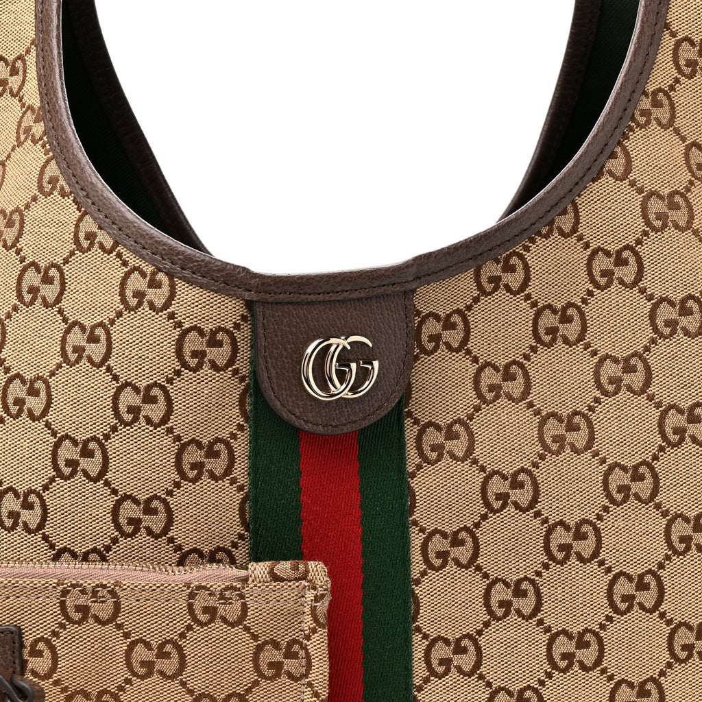 GG Monogram Web Large Giglio Tote Beige Brown wholesalehk.shop